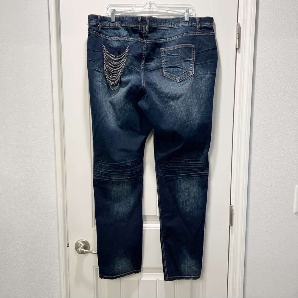 LYS Women's Denim Blue Jeans Size 20W Back Pocket Chain Accent Plus Size